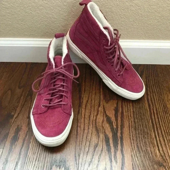 Vans Off The Wall Scotchgard Sk8 Hi Women’s 8 Purple Leather 721454 - Picture 3 of 16